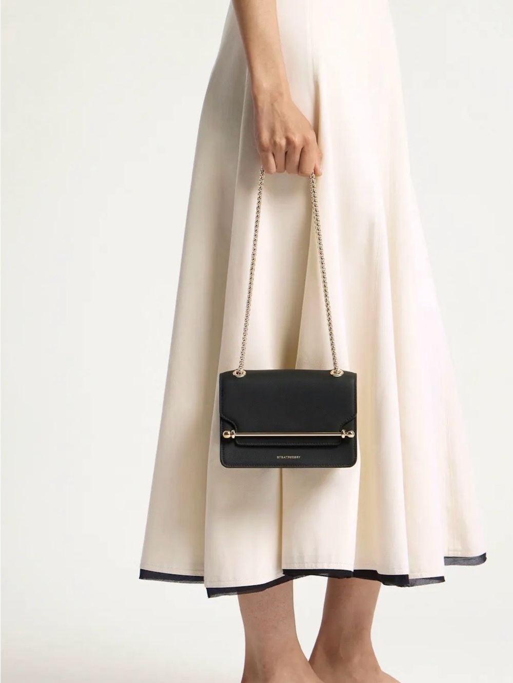 Strathberry Black Leather East/West Mini